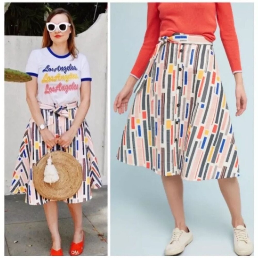 Anthropologie, Hutch, New, Willem Midi A-Line Belted Button Front Skirt SZ 0P - Picture 2 of 11